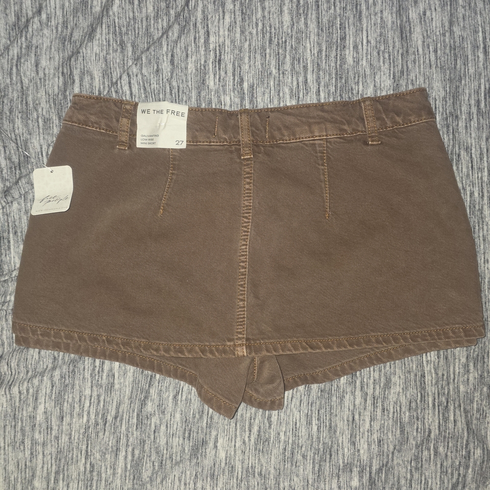 NWT We The Free Distressed Brown Denim Jean Skort - Picture 3 of 5